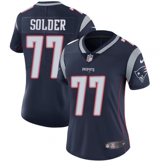 Women's Nike New England Patriots #77 Nate Solder Navy Blue Team Color Vapor Untouchable Limited Player NFL Jersey
