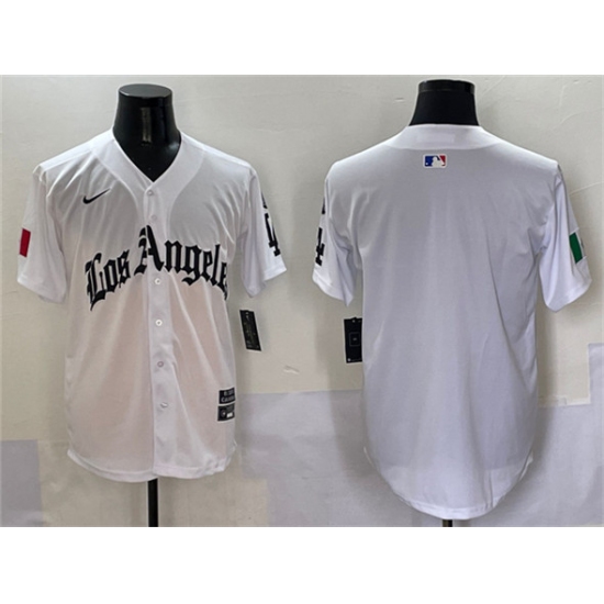 Men's Los Angeles Dodgers Blank White Mexico 2025 LA Gothic Style With Fernando Vapor Premier Limited Stitched Baseball Jersey - Ujersey