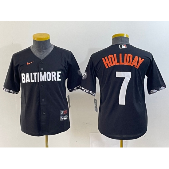 Youth Baltimore Orioles #7 Jackson Holliday Black 2023 City Connect Cool Base Stitched Jersey - Ujersey