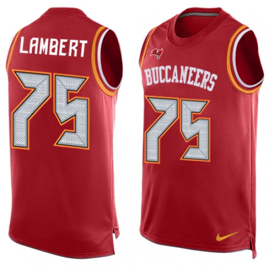 Men's Nike Tampa Bay Buccaneers #75 Davonte Lambert Limited Red Player Name & Number Tank Top NFL Jersey - Ujersey