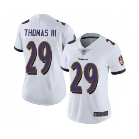 Women's Baltimore Ravens #29 Earl Thomas III White Vapor Untouchable Limited Player Football Jersey - Ujersey