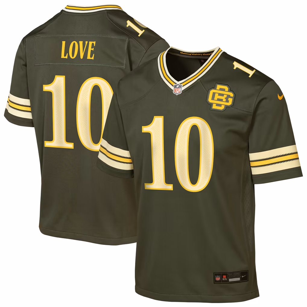 Youth Green Bay Packers Jordan Love Nike Green 2026 Rivalries Collection Game Jersey - Ujersey