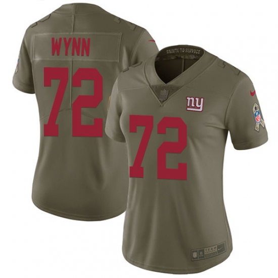 Women's Nike New York Giants #72 Kerry Wynn Limited Olive 2017 Salute to Service NFL Jersey - Ujersey