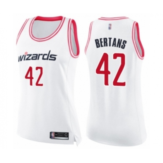 Women's Washington Wizards #42 Davis Bertans Swingman White Pink Fashion Basketball Jersey - Ujersey