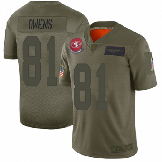 Youth San Francisco 49ers #81 Terrell Owens Limited Camo 2019 Salute to Service Football Jersey - Ujersey