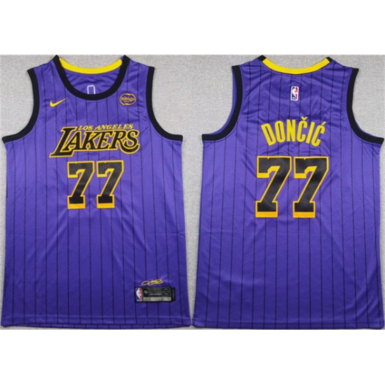Men's Los Angeles Lakers #77 Luka Doncic Purple 2025 Stitched Basketball Jersey