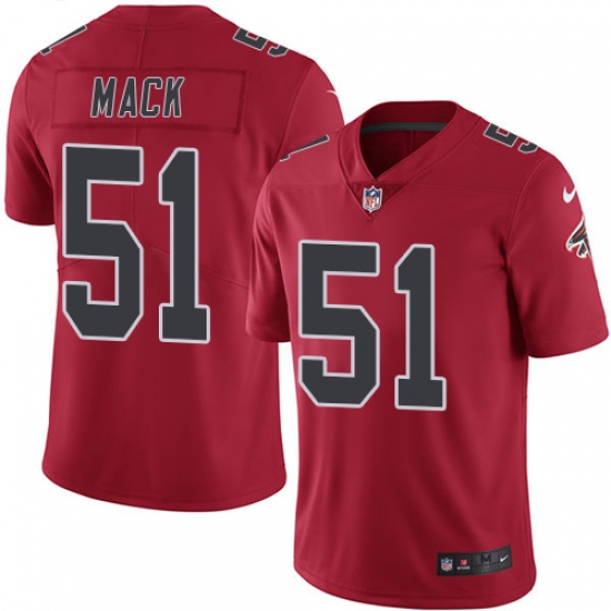Men's Nike Atlanta Falcons #51 Alex Mack Limited Red Rush Vapor Untouchable NFL Jersey - Ujersey