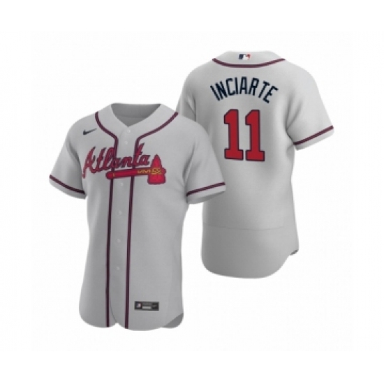 Men's Atlanta Braves #11 Ender Inciarte Nike Gray Authentic 2020 Road Jersey - Ujersey