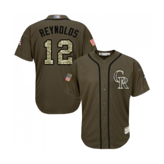 Youth Colorado Rockies #12 Mark Reynolds Authentic Green Salute to Service Baseball Jersey - Ujersey