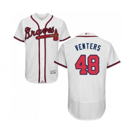 Men's Atlanta Braves #48 Jonny Venters White Home Flex Base Authentic Collection Baseball Jersey - Ujersey