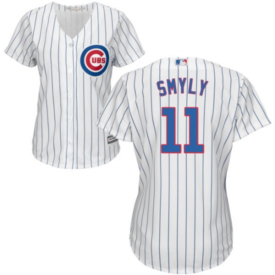 Women's Majestic Chicago Cubs #11 Drew Smyly Replica White Home Cool Base MLB Jersey - Ujersey
