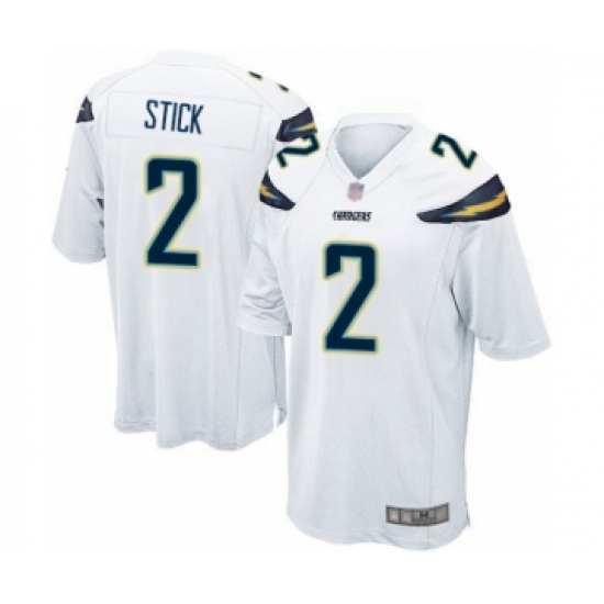 Men's Los Angeles Chargers #2 Easton Stick Game White Football Jersey - Ujersey