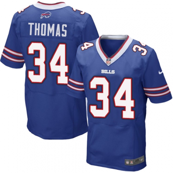 Men's Nike Buffalo Bills #34 Thurman Thomas Elite Royal Blue Team Color NFL Jersey - Ujersey