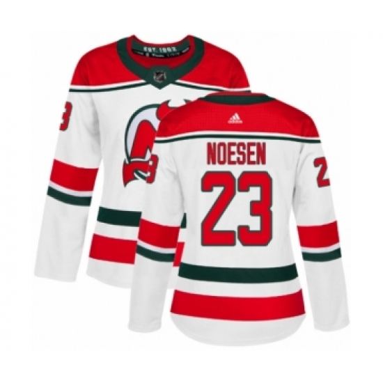 Women's Adidas New Jersey Devils #23 Stefan Noesen Authentic White Alternate NHL Jersey - Ujersey