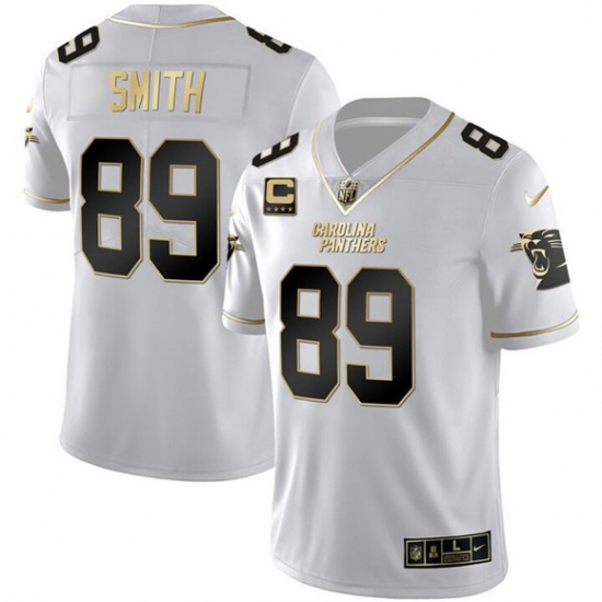 Men's Carolina Panthers #89 Steve Smith White Gold With 4-Star C Vapor Limited Football Stitched Jersey - Ujersey