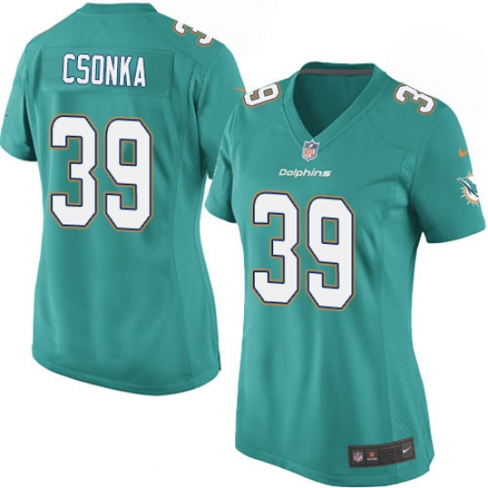 Women's Nike Miami Dolphins #39 Larry Csonka Game Aqua Green Team Color NFL Jersey - Ujersey