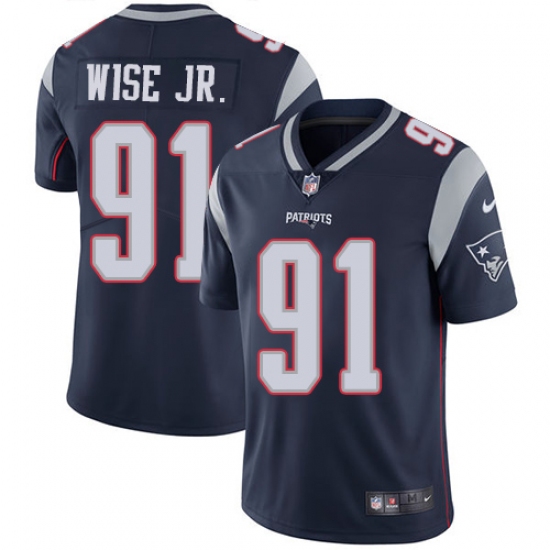 Youth Nike New England Patriots #91 Deatrich Wise Jr Navy Blue Team Color Vapor Untouchable Limited Player NFL Jersey - Ujersey