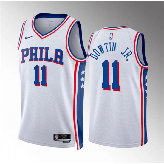 Men's Philadelphia 76ers #11 Jeff Dowtin Jr White Association Edition Stitched Jersey - Ujersey