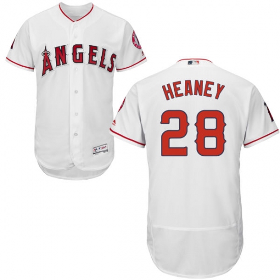 Men's Majestic Los Angeles Angels of Anaheim #28 Andrew Heaney White Home Flex Base Authentic Collection MLB Jersey - Ujersey