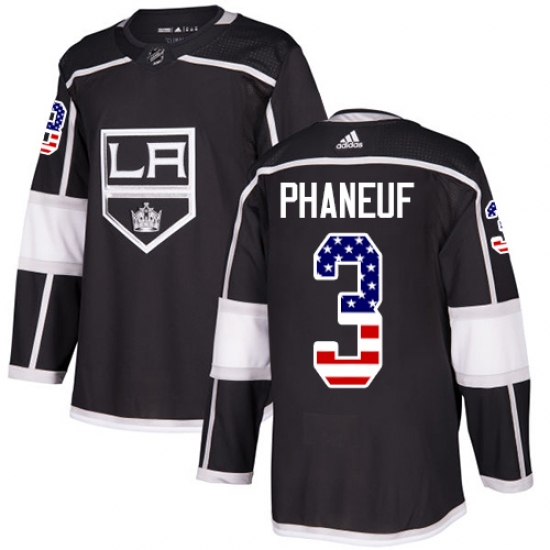 Men's Adidas Los Angeles Kings #3 Dion Phaneuf Authentic Black USA Flag Fashion NHL Jersey - Ujersey