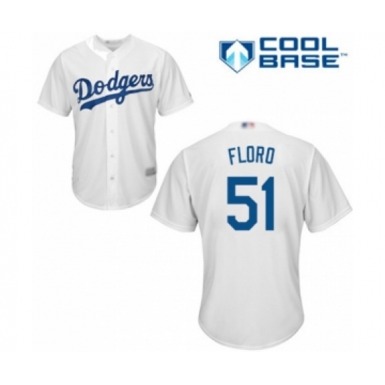 Youth Los Angeles Dodgers #51 Dylan Floro Authentic White Home Cool Base Baseball Player Jersey - Ujersey