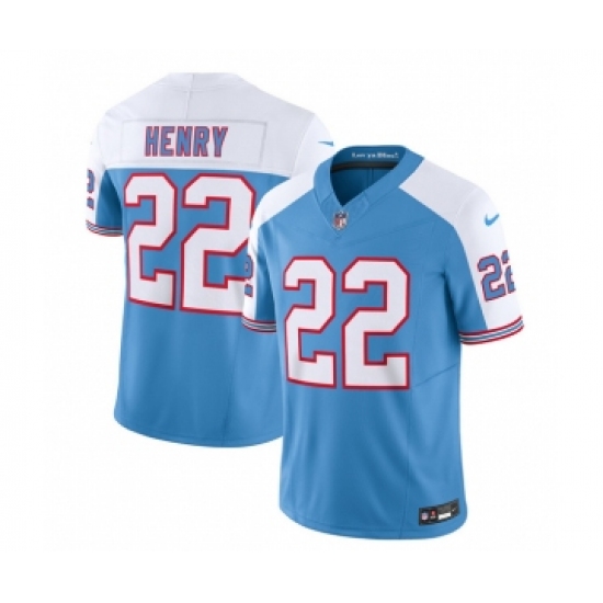 Men's Nike Tennessee Titans #22 Derrick Henry Blue White 2023 F.U.S.E. Vapor Limited Throwback Football Stitched Jersey - Ujersey