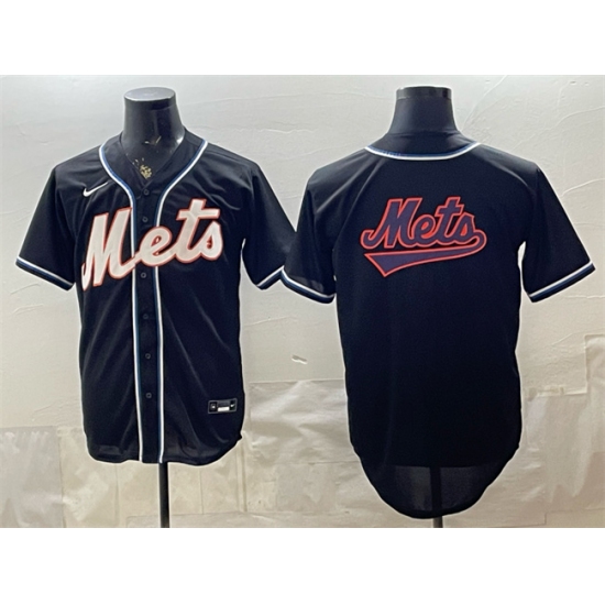 Men's New York Mets Team Big Logo 2026 Fashion Replica Black Out Stitched Baseball Jersey - Ujersey