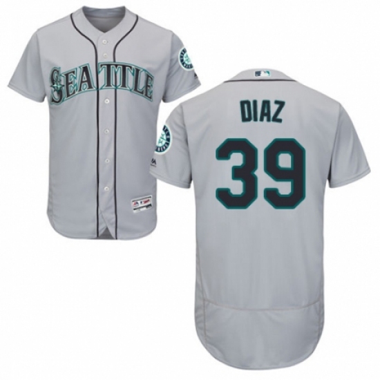 Men's Majestic Seattle Mariners #39 Edwin Diaz Grey Road Flex Base Authentic Collection MLB Jersey - Ujersey