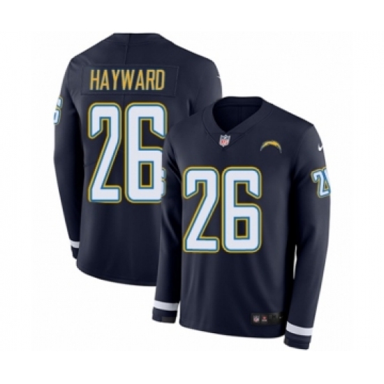 Men's Nike Los Angeles Chargers #26 Casey Hayward Limited Navy Blue Therma Long Sleeve NFL Jersey - Ujersey