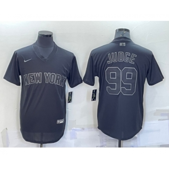 Men's New York Yankees #99 Aaron Judge Black Pitch Black Fashion Replica Stitched Jersey - Ujersey