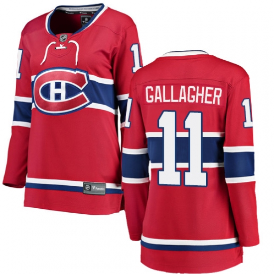 Women's Montreal Canadiens #11 Brendan Gallagher Authentic Red Home Fanatics Branded Breakaway NHL Jersey - Ujersey