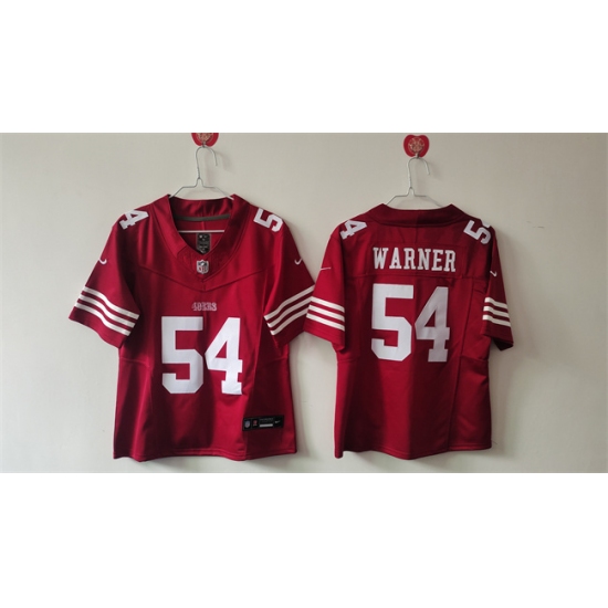 Women's San Francisco 49ers #54 Fred Warner Red F.U.S.E Vapor Untouchable Stitched Jersey(Run Small) - Ujersey