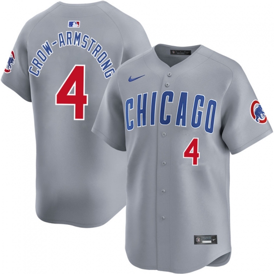 Men's Chicago Cubs #4 Pete Crow-Armstrong Gray Limited Stitched Baseball Jersey - Ujersey
