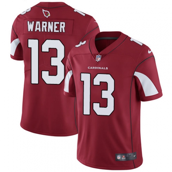 Men's Nike Arizona Cardinals #13 Kurt Warner Red Team Color Vapor Untouchable Limited Player NFL Jersey - Ujersey