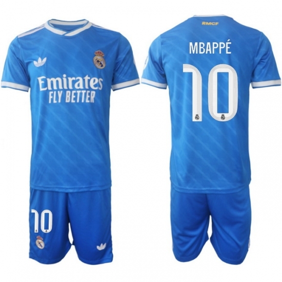 Men Real Madrid 2026 Soccer Jerseys Blue #10 MBAPPE