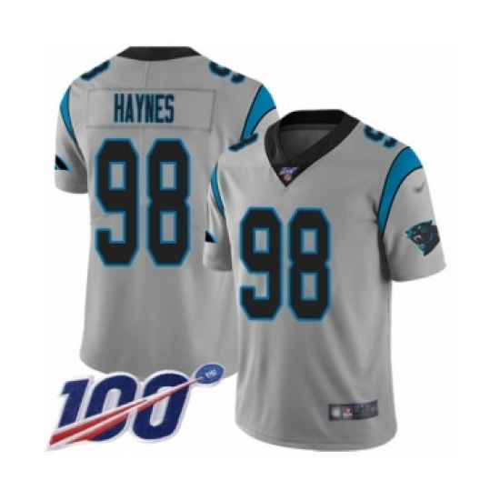 Men's Carolina Panthers #98 Marquis Haynes Silver Inverted Legend Limited 100th Season Football Jersey - Ujersey