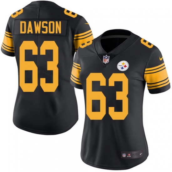 Women's Nike Pittsburgh Steelers #63 Dermontti Dawson Limited Black Rush Vapor Untouchable NFL Jersey - Ujersey