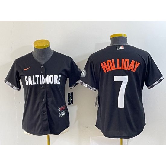 Women's Baltimore Orioles #7 Jackson Holliday Black 2023 City Connect Cool Base Stitched Jersey - Ujersey
