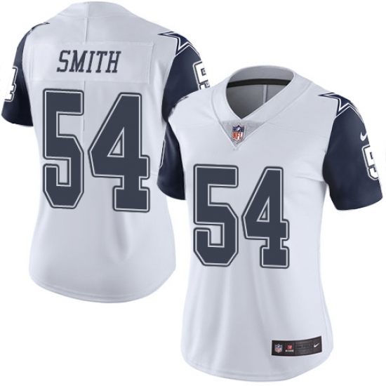 Women's Nike Dallas Cowboys #54 Jaylon Smith Limited White Rush Vapor Untouchable NFL Jersey - Ujersey