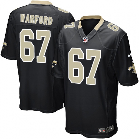 Men's Nike New Orleans Saints #67 Larry Warford Game Black Team Color NFL Jersey - Ujersey