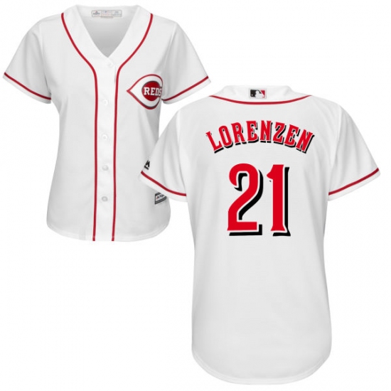 Women's Majestic Cincinnati Reds #21 Michael Lorenzen Authentic White Home Cool Base MLB Jersey - Ujersey