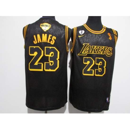Men's Los Angeles Lakers #23 LeBron James Nike Black Champions Jersey