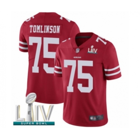 Men's San Francisco 49ers #75 Laken Tomlinson Red Team Color Vapor Untouchable Limited Player Super Bowl LIV Bound Football Jersey