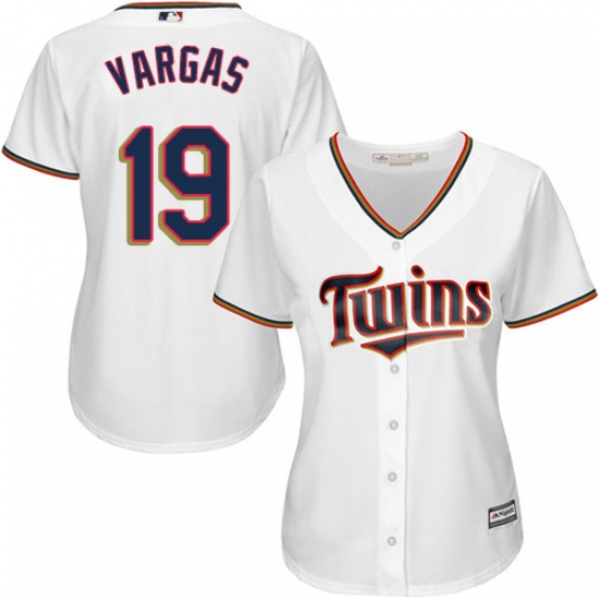 Women's Majestic Minnesota Twins #19 Kennys Vargas Authentic White Home Cool Base MLB Jersey - Ujersey