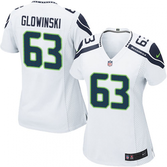 Women's Nike Seattle Seahawks #63 Mark Glowinski Game White NFL Jersey - Ujersey