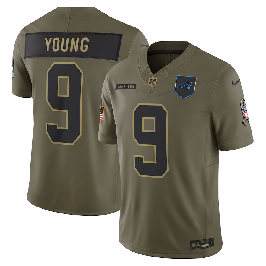Men's Carolina Panthers Bryce Young Nike Olive 2025 Salute to Service Limited Jersey - Ujersey
