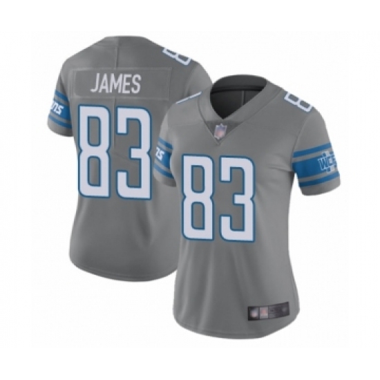 Women's Detroit Lions #83 Jesse James Limited Steel Rush Vapor Untouchable Football Jersey - Ujersey
