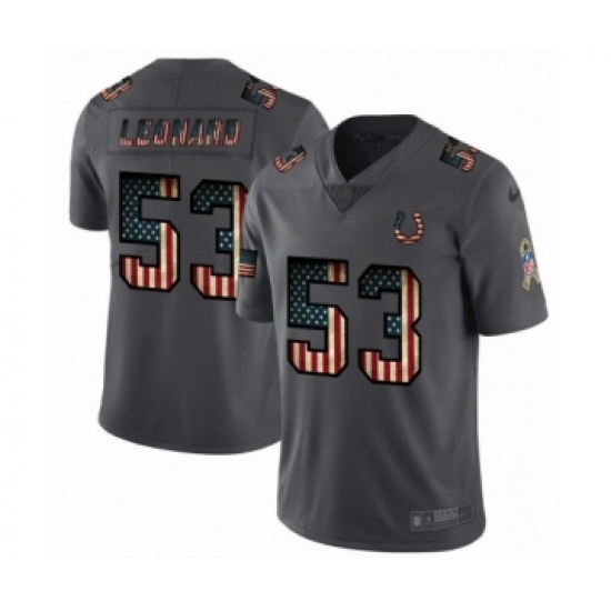 Men's Indianapolis Colts #53 Darius Leonard Limited Black USA Flag 2019 Salute To Service Football Jersey - Ujersey