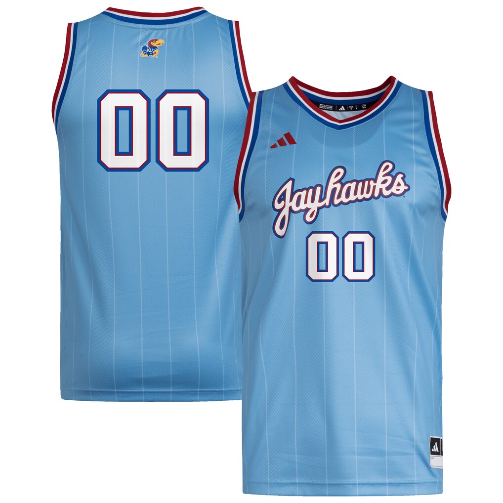 Men's adidas #00 Light Blue Kansas Jayhawks Replica Swingman Jersey - ujerseystore