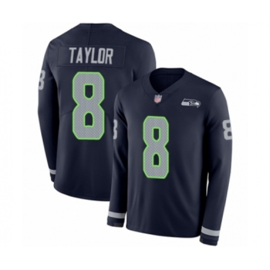 Youth Seattle Seahawks #8 Jamar Taylor Limited Navy Blue Therma Long Sleeve Football Jersey - Ujersey